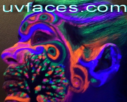 UV tree and glowing landscape blacklight face painting